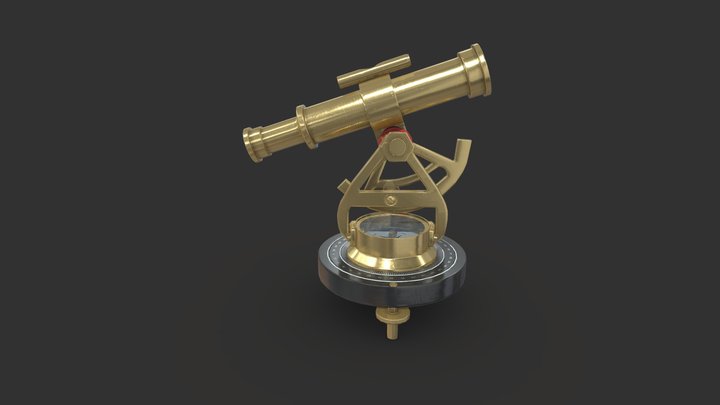 antique brass compass telescope 3D Model