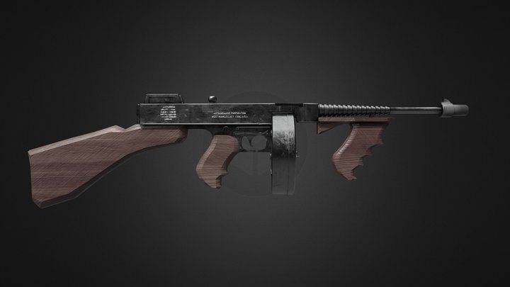 M1928A1 Thompson (tommy gun) – Free 3D Model STL