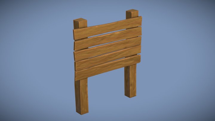 Cartoon Wood Sign 3D Model