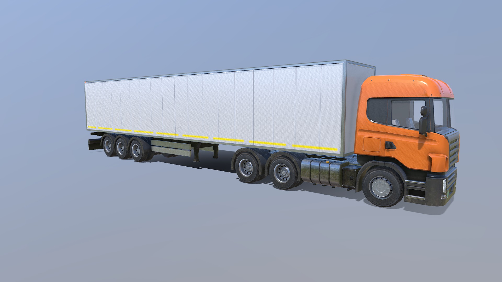 3D model Euro Truck - This is a 3D model of the Euro Truck. The 3D model is about a large truck with a trailer.