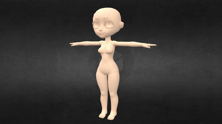 Free Midpoly Chibi Base 3D Model