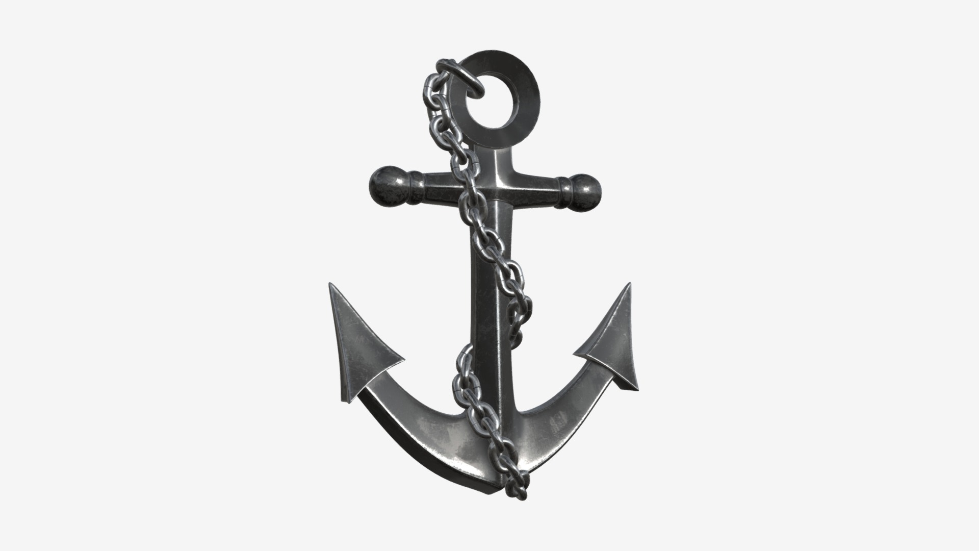 3D model Wall decor anchor with chains - This is a 3D model of the Wall decor anchor with chains. The 3D model is about a close-up of a key.