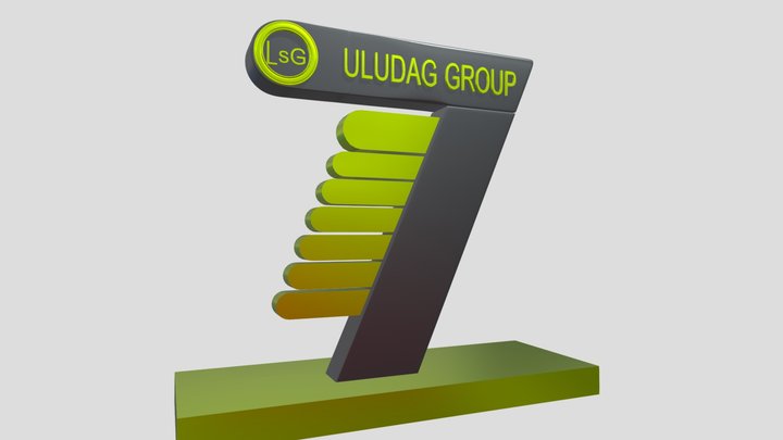 Signage Board With Brand Logo and Name 3D Model