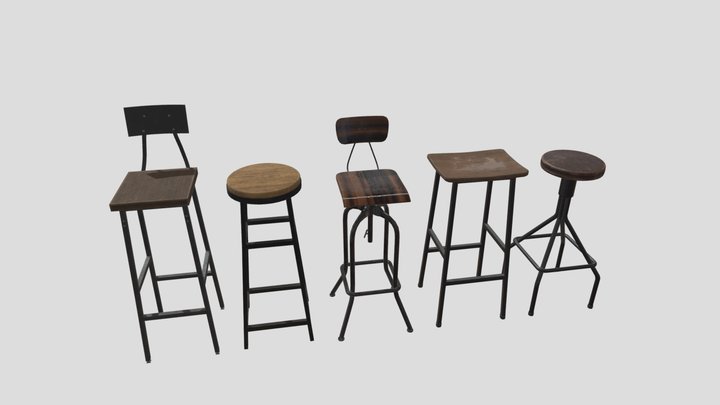 Realistic Bar Stools 3D Model