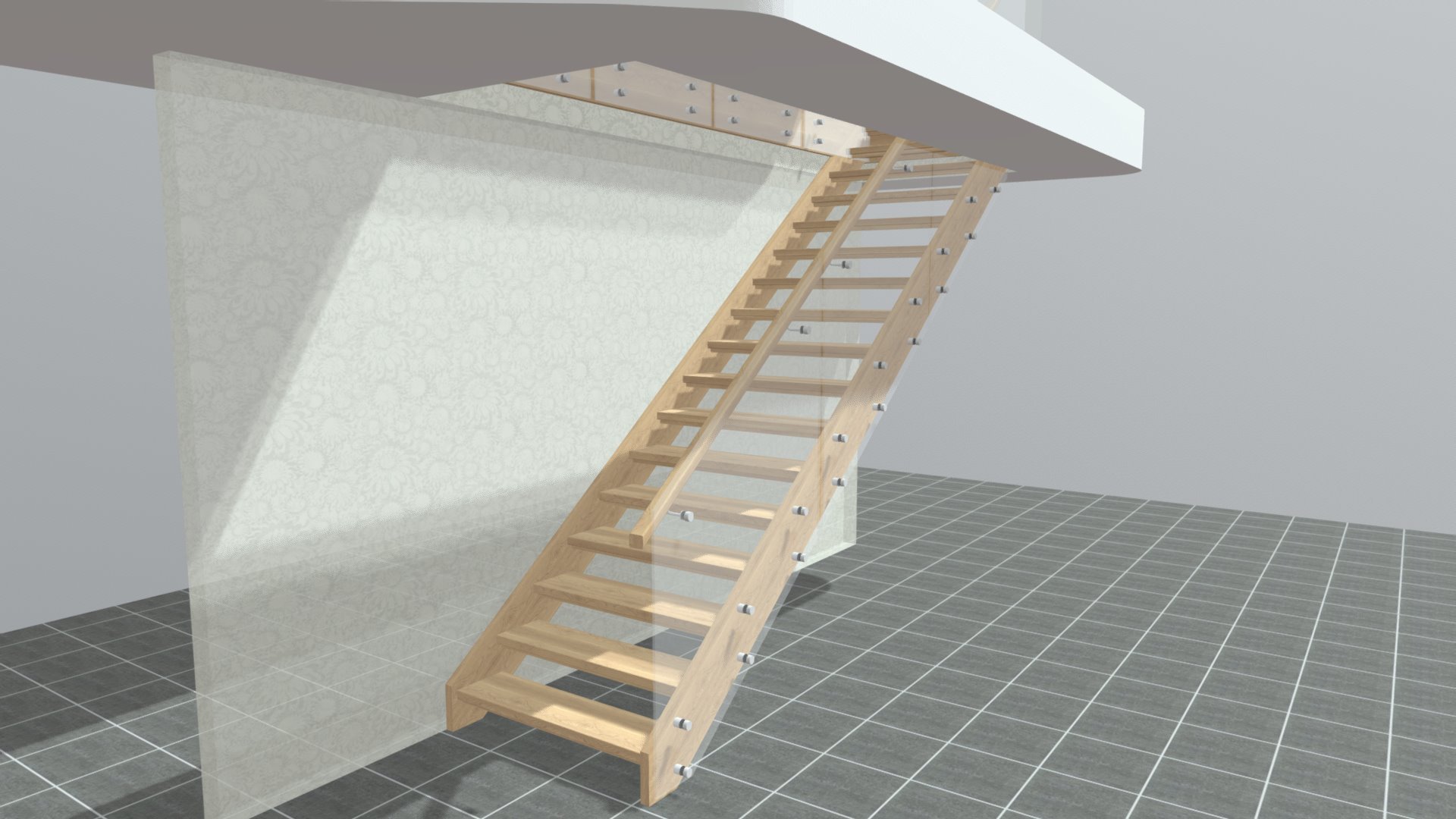 Open stair with Glass Void balustrade - 3D model by staircom [658bc93 ...