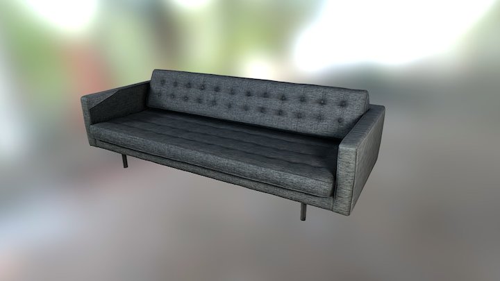Mid Century Sofa With Buttons 3D Model
