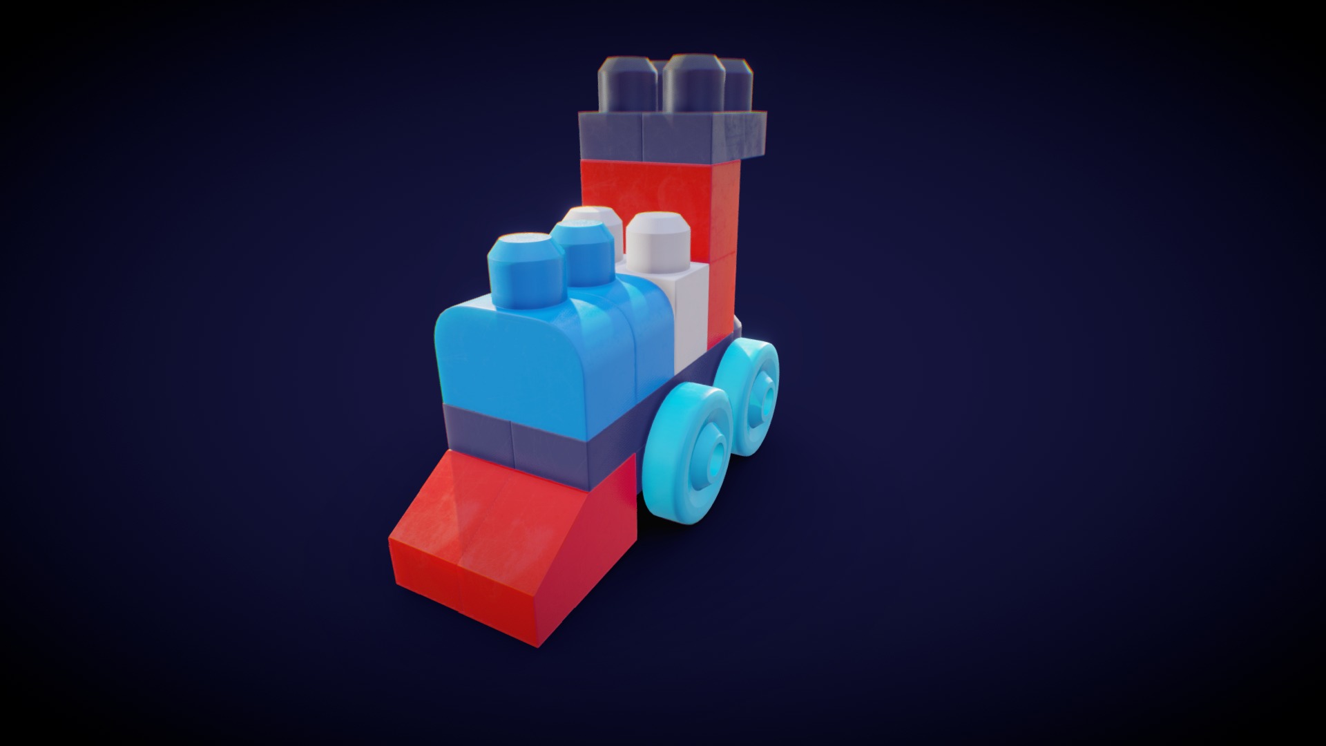 3D model Mega Block Train - This is a 3D model of the Mega Block Train. The 3D model is about a red and blue toy.