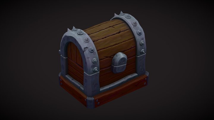 Hand-painted Unlit Stylized Fantasy Chest 3D Model