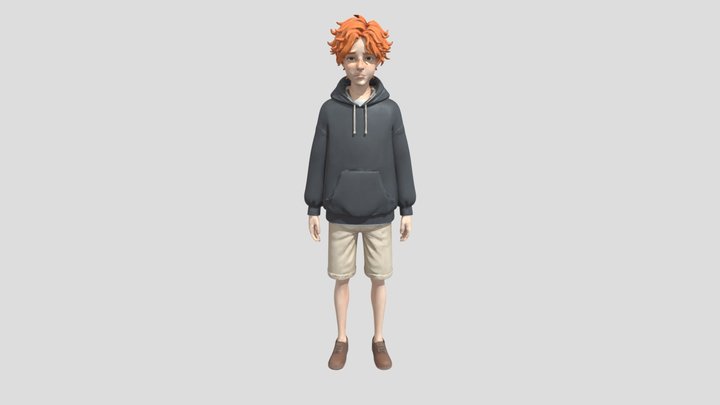 Red-Haired Hoodie Boy 3D Model