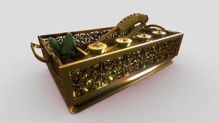 ANTIQUE GOLD TRAY TEPAK SIREH 3D Model