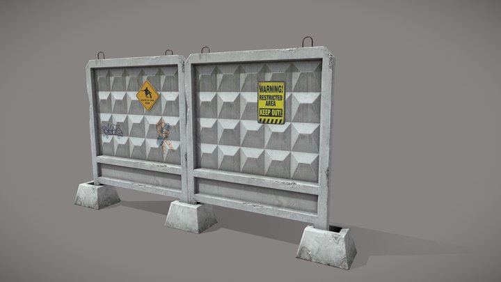 Concrete Fence 3D Model