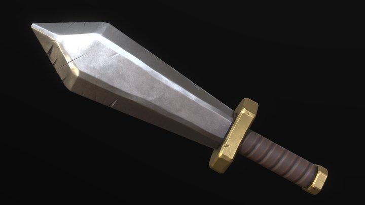 Low Poly Fantasy Stylized Sword 1 3D Model