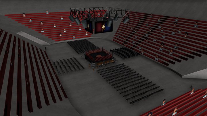Box Arena with robots 3D Model