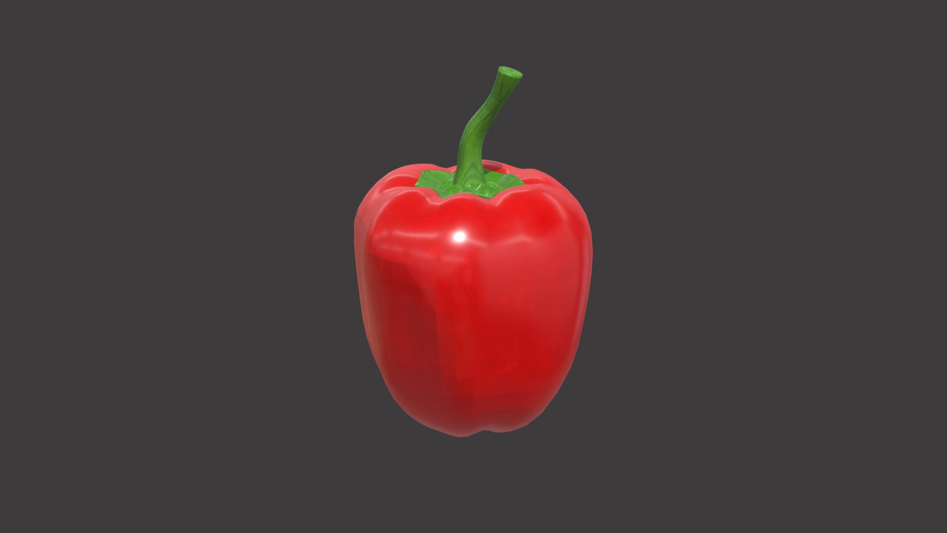 3D model Pepper bell red - This is a 3D model of the Pepper bell red. The 3D model is about a red pepper with a green stem.