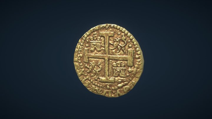 Pirate Gold Doubloon 3D Model