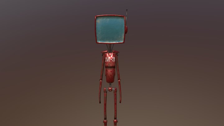 Ancient Red Robot 3D Model