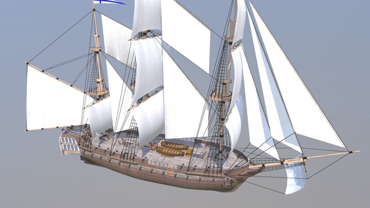 Frigate Ship 3D Model