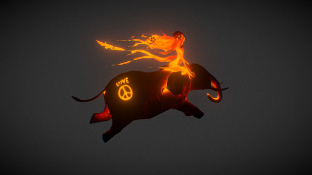 Elephant fire girl 3D Model