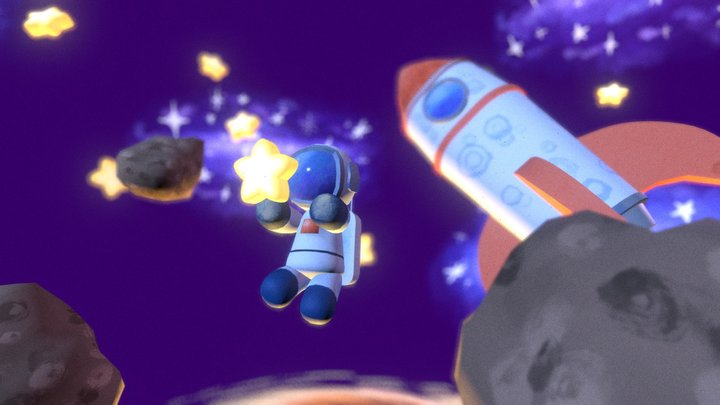 Watercolour Space Scene 3D Model