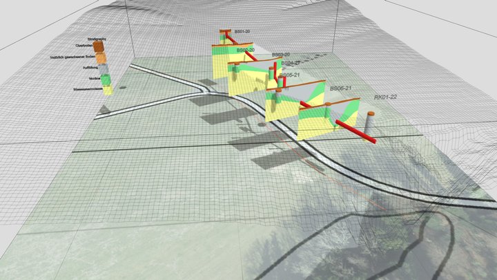 Modell einer Deponie, Darstellung mit Schnitten 3D Model
