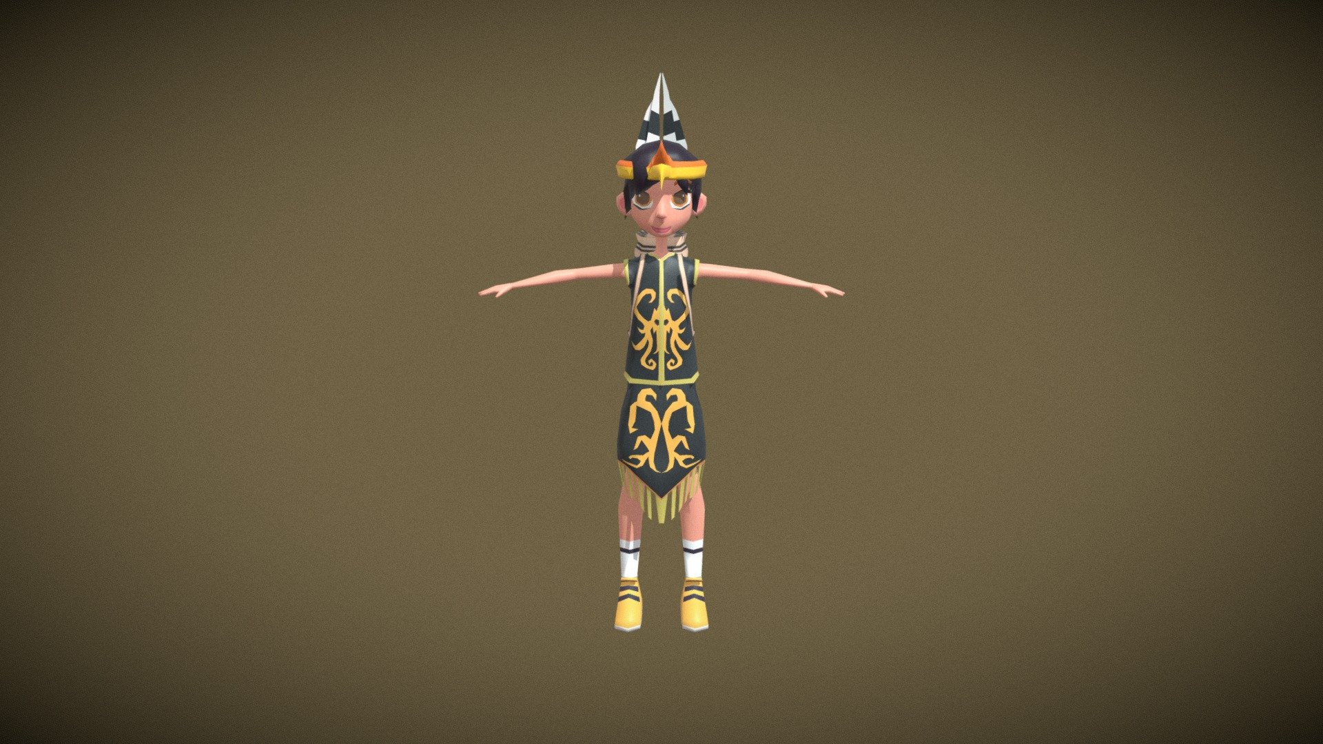 Ampong Dayak Boy Lowpoly