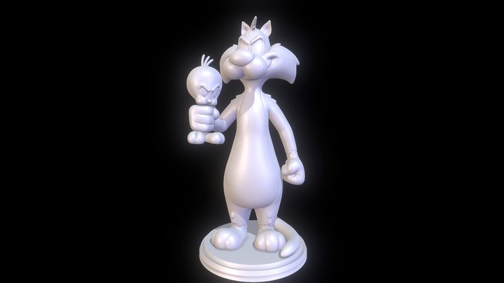 Sylvester holding Tweety - Looney Tunes 3D print 3D Model