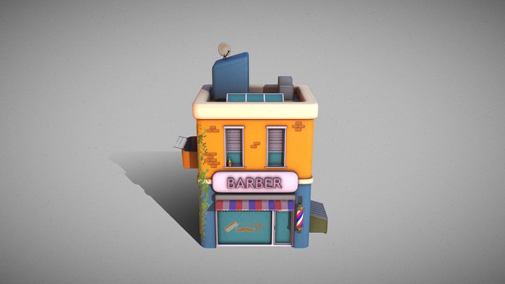 Stylized Barber Building 3D Model