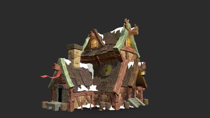 Snow Cabin Sculpt 3D Model