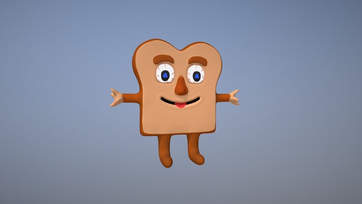 3D Cartoon Toast 3D Model