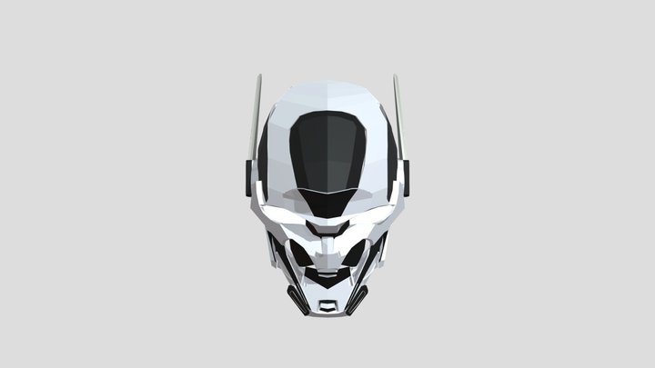 RTX-3004 White Helmet Low Poly 3D Model