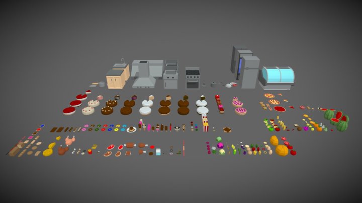 Lowpoly Food-Kitchen Pack 3D Model