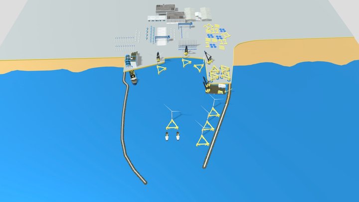 Floating Offshore Wind Port 3D Model