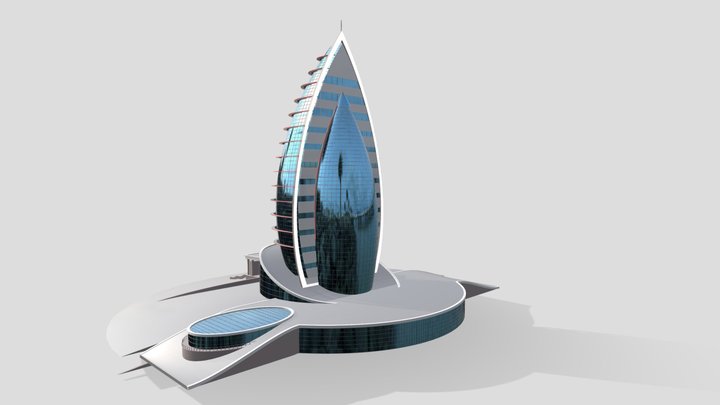 Yyldyz Hotel high polygon architectural Building 3D Model
