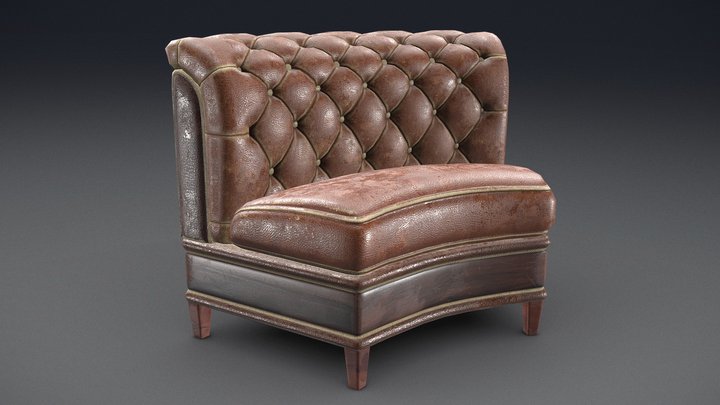 Modular leather couch - PBR - Game-ready model 3D Model