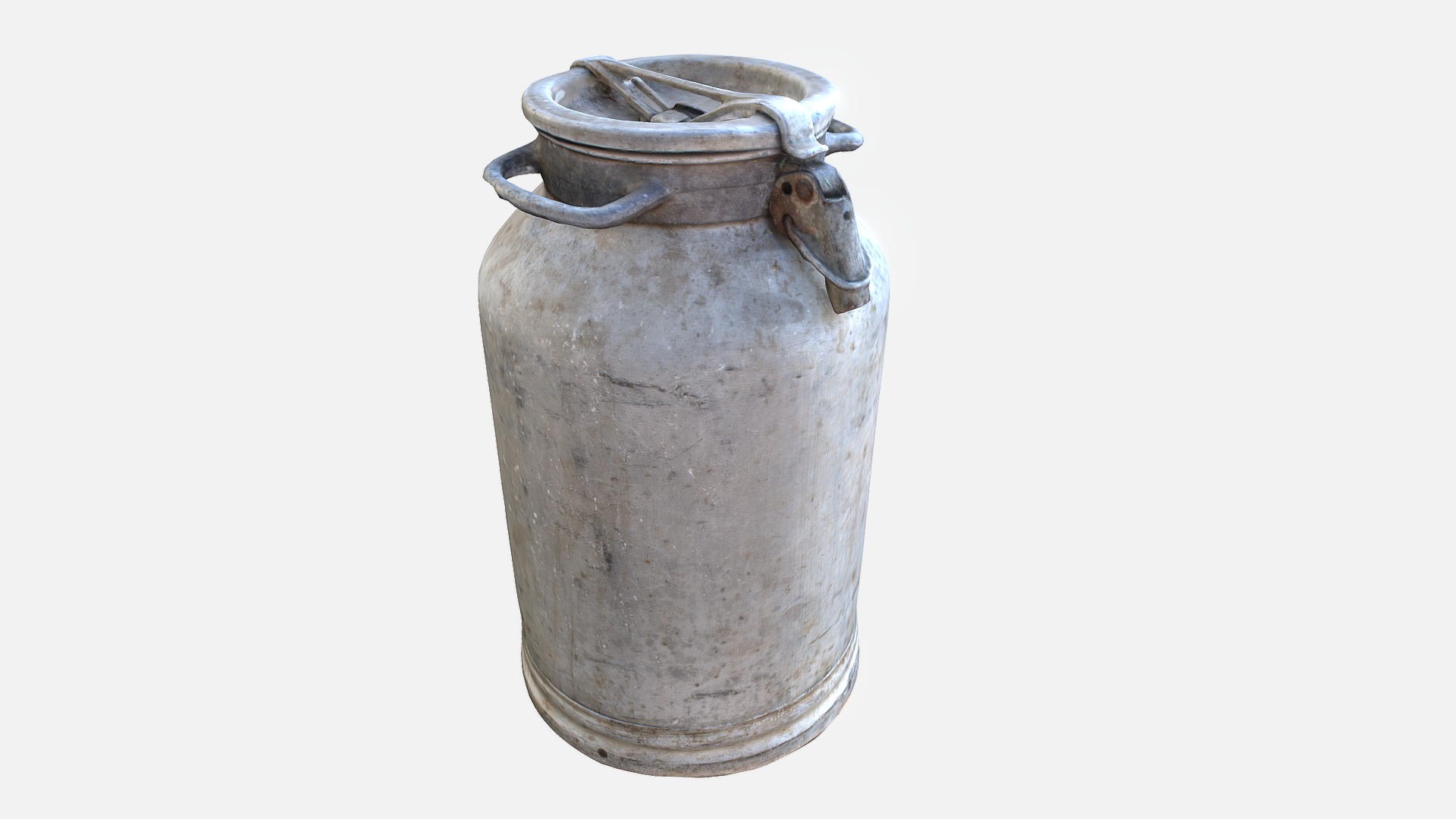 3D model Old Aluminum Flask - This is a 3D model of the Old Aluminum Flask. The 3D model is about a metal vase with a handle.