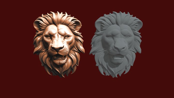 Statue Lion Face 008 – Gratis 3D-model STL