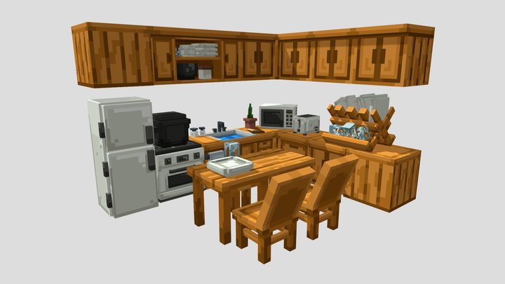 Wooden Kitchen Furniture 3D Model