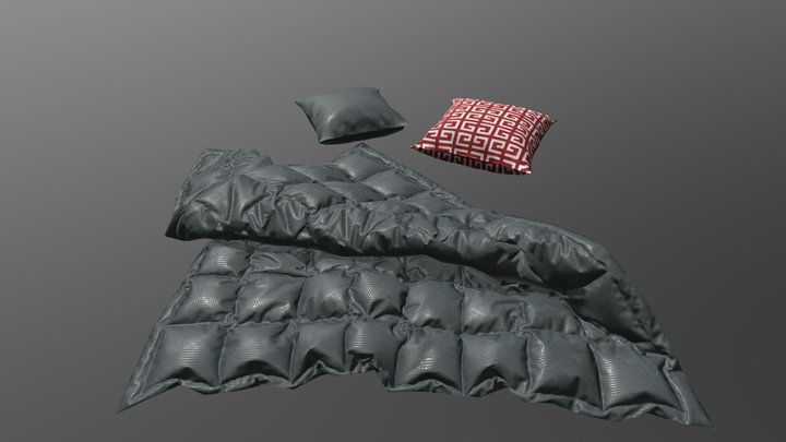 Blanket and Pillows - Low Poly 3D Model