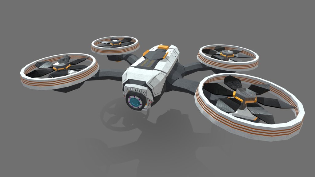 Low Poly Quadcopter Drone – Game Ready PBR Asset