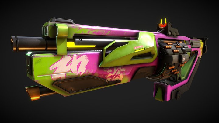 Japanese shotgun Thunder 3D Model