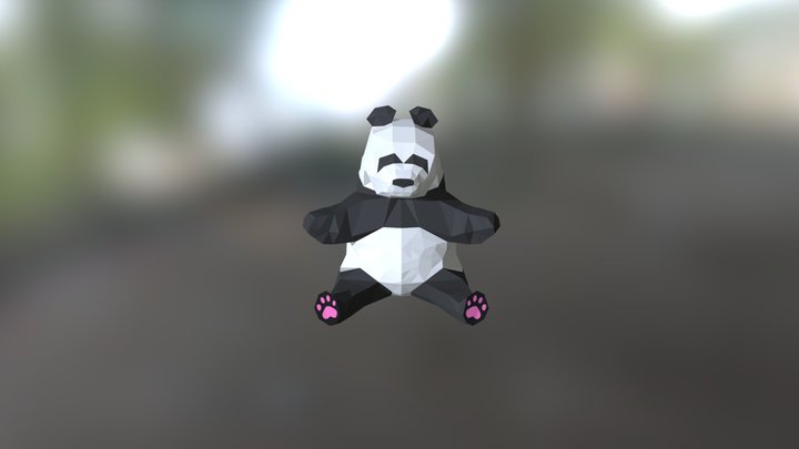 Low Poly Sitting Panda 3D Model