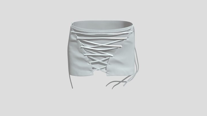 Gray lace-up waist cincher belt 3D Model