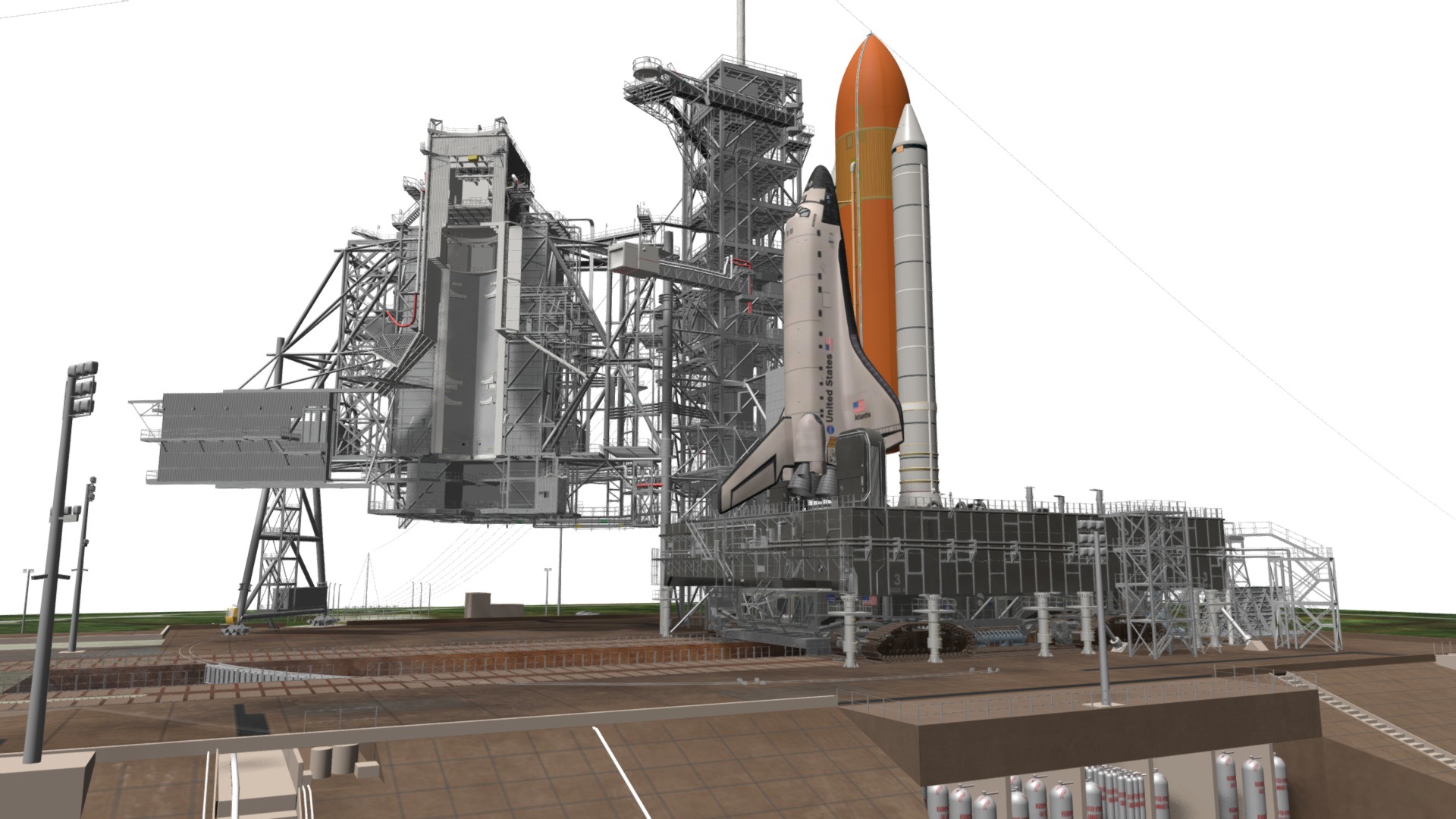3D model Kennedy Space Center Launch Complex 39-A - This is a 3D model of the Kennedy Space Center Launch Complex 39-A. The 3D model is about a rocket on a launch pad with Kennedy Space Center Launch Complex 39 in the background.