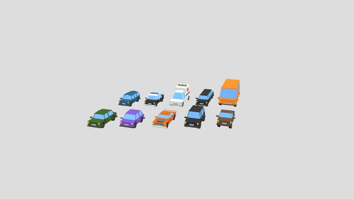 10 low Poly Cars 3D Model