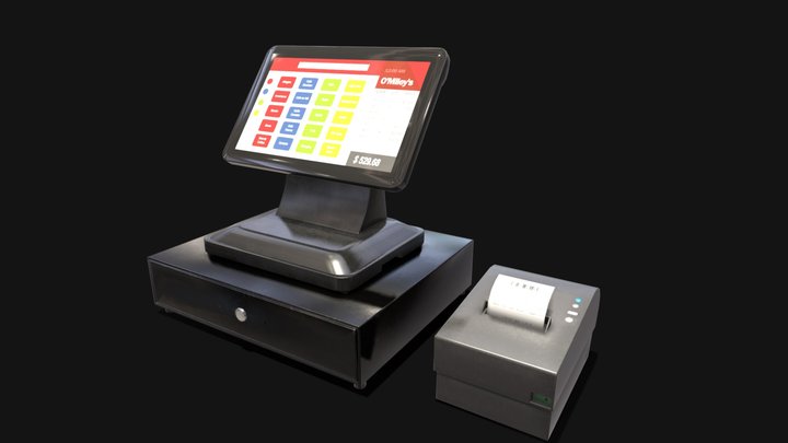 Digital Cash Register - Low Poly 3D Model