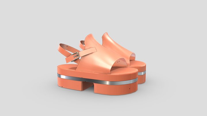 High Platform Flat Sandals 3D Model