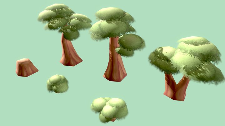 Trees and Bushes 3D Model