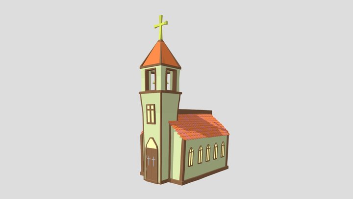 Low-poly Medieval Church 3D Model