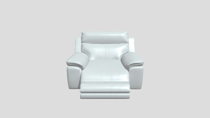 Brown leather reclining armchair 3D Model