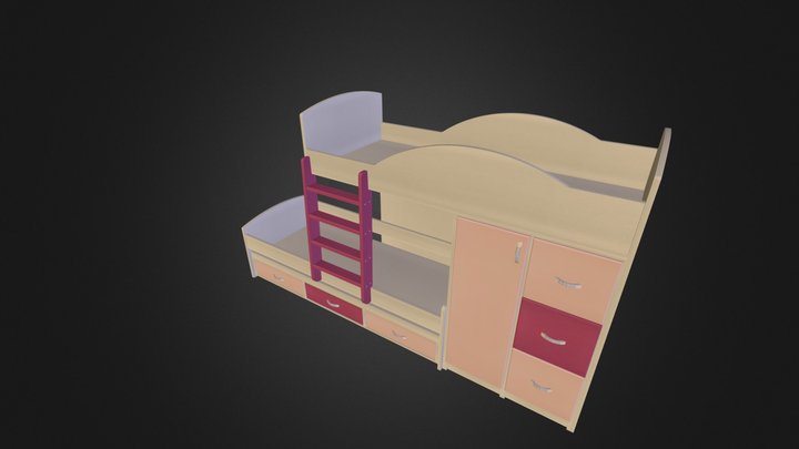 מיטת קומותיים דגם 254 A דוגמא3 נגרר 263-1 3D Model